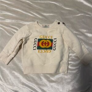 Gucci Kids Cream Sweatshirt with Multicolor Logo
